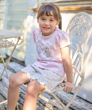 ANY KIDS ネックレス付き ネコTシャツ ピンク