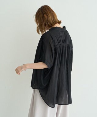 YECCA VECCA 【ドライタッチ】シアーバックギャザーシャツ Black