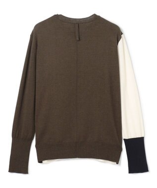 BEIGE， 【洗える】BURNET / カラーミックスクルーネックトップス Ecru×Khaki×Navy