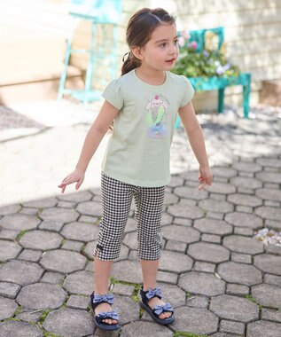 ANY KIDS シャラシャラ ビーズ入り Tシャツ ミント×イヌ