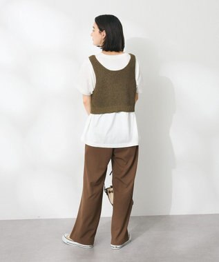 CRAFT STANDARD BOUTIQUE ワッフル編み短丈ニットベスト Khaki