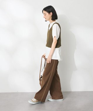 CRAFT STANDARD BOUTIQUE ワッフル編み短丈ニットベスト Khaki