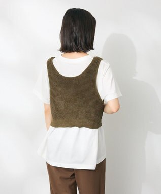 CRAFT STANDARD BOUTIQUE ワッフル編み短丈ニットベスト Khaki