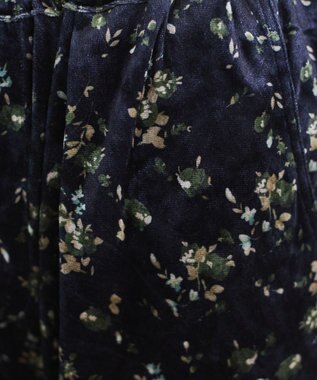 WEGO 【ANGIE VINTAGE】ベロア小花柄イージパンツ ネイビー