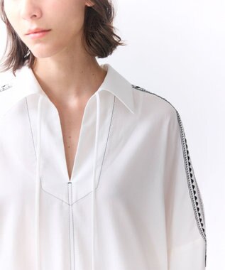 BEIGE， AXI / 刺繍ステッチ ドルマンロングドレス Ecru