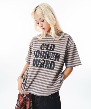 WEGO 【ユニセックス着用ITEM】ボーダ－グラフィックT（SS） ブラウンボーダー