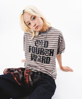 WEGO 【ユニセックス着用ITEM】ボーダ－グラフィックT（SS） ブラウンボーダー