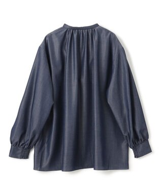 UNFILO シャンブレーデニム ギャザーブラウス インディゴ