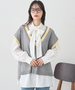 earth music&ecology 2wayボウタイブラウス Off White