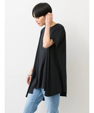 AMERICAN HOLIC キレイｃｏｔｔｏｎ切替ヘムカットチュニック Black