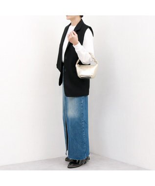 UNBILLION カシュカシュ cachecache / ギャザーハンドルメタリックミニショルダー ゴールド