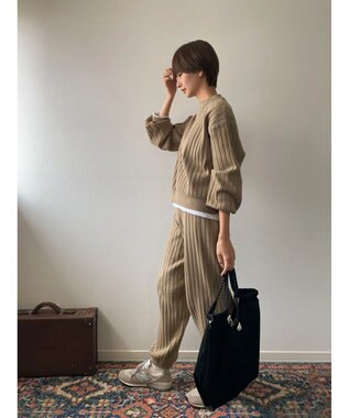 Green Parks リブニットプルオーバー Beige