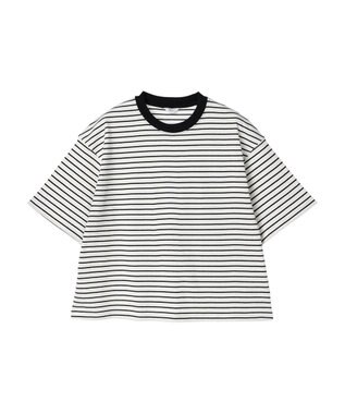 AMERICAN HOLIC ボーダーショートカットプルオーバー Off White