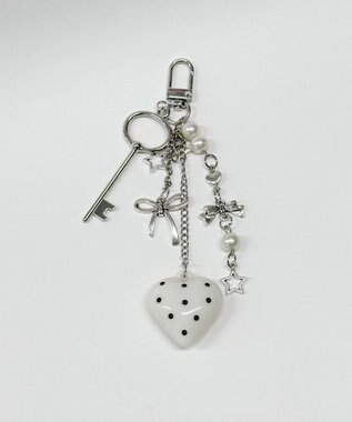 WEGO ドットハートキーホルダー ホワイト