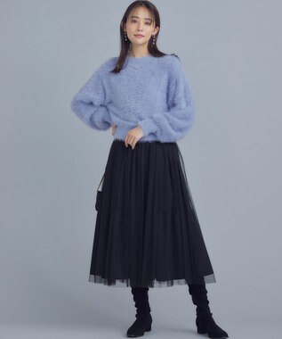 組曲 ナイロンファー ニット クリームブルー系