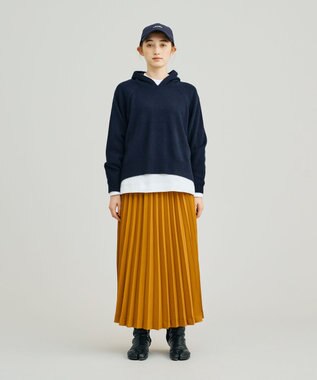 J.PRESS YORK STREET 【WOMEN】ウールカシミヤ フーディニット ネイビー系