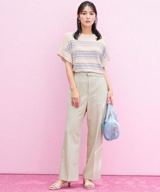 ANY SIS 【and GIRL掲載/アイスタッチ】フレンチスリーブ ニット ベージュボーダー
