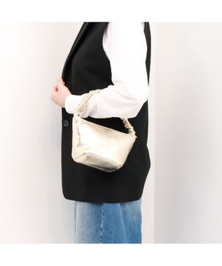 UNBILLION カシュカシュ cachecache / ギャザーハンドルメタリックミニショルダー