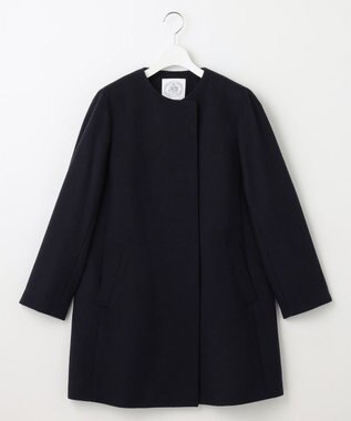 J.PRESS LADIES 【WEB限定カラーあり】ブレンドビーバー ノーカラー コート ネイビー系
