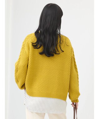 earth music&ecology ウォッシャブルケーブルプルオーバー Mustard