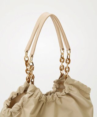 TOPKAPI 【TREASURE TOPKAPI】コンビチェーン ギャザー ナイロン トートバッグ ベージュ