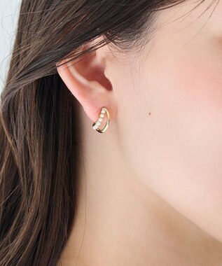 Phoebe 〈痛くないシリーズ/アレルギー対応〉プチパールダブルフープライトフィットイヤリング　ゴールド ゴールド