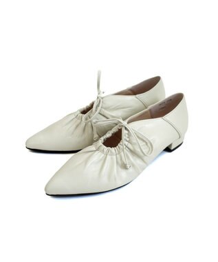 Pointer 日本製 本革ポインテッドトゥリボンパンプス アイボリー