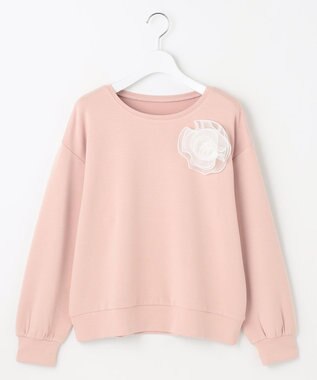 Feroux 【洗える】ローズコサージュ ダンボールプルオーバー ピンク系