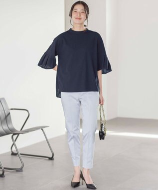 組曲 【UVケア・接触冷感】ライトアムンゼンジャージー袖フレア トップス ネイビー系