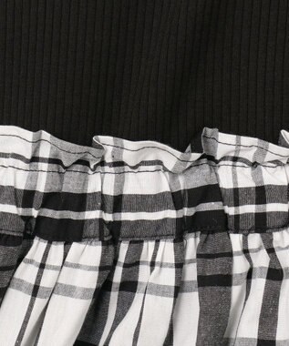 ANY KIDS チェック ドッキングワンピース ブラック