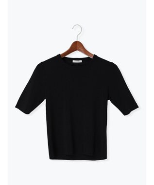 Te chichi スカーフカラーハーフスリーブニット ブラック