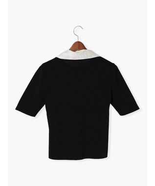 Te chichi スカーフカラーハーフスリーブニット ブラック