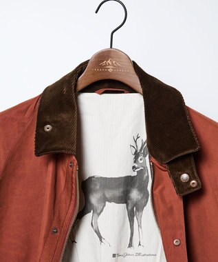 JOSEPH ABBOUD MOUNTAIN 【軽量/ワックスコーティング・テ―ム・ヤルビー氏コラボ】ワックスクロス プリント ブルゾン オレンジ系