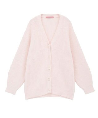 Maison de FLEUR フェザーヤーンカーディガン Light Pink