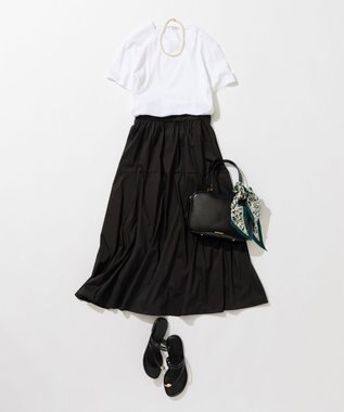 23区 ニュアンスフラワー プリント シルク スカーフ ダークグリーンプリント