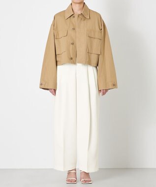 NAVE 【ReNAVE・セットアップ可/洗える】コットンリネンカルゼ ショートジャケット ベージュ系