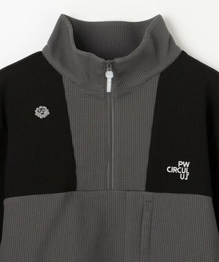 PW CIRCULUS 今が旬トップス！【ドライな肌触り / UV遮蔽率98.9% UVカット / ストレッチ】【MEN】ワッフルハーフジップトップス  ゴルフ グレー系