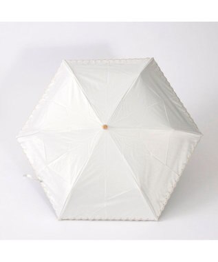 UNBILLION カシュネ cachenez /【晴雨兼用　日傘　UVカット率・遮光率100％生地使用 】PUフローラルラメ刺繍ミニ折りたたみ傘 ホワイト