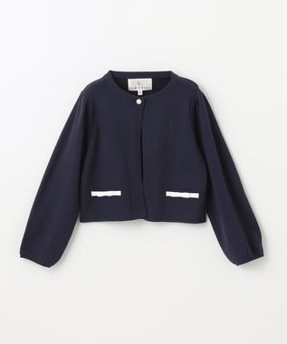 組曲 KIDS 【110-140cm】ラウンドカラー ニットジャケット ネイビー系