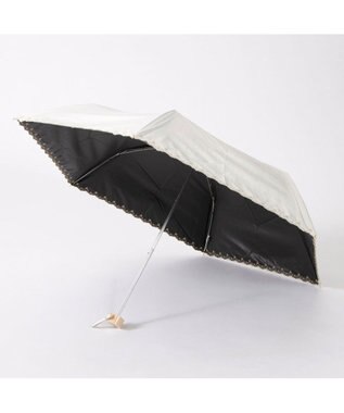 UNBILLION カシュネ cachenez /【晴雨兼用　日傘　UVカット率・遮光率100％生地使用 】PUフローラルラメ刺繍ミニ折りたたみ傘 ホワイト