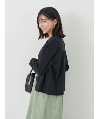 earth music&ecology パールスナップボタンカーディガン Black