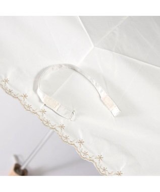 UNBILLION カシュネ cachenez /【晴雨兼用　日傘　UVカット率・遮光率100％生地使用 】PUフローラルラメ刺繍ミニ折りたたみ傘 ホワイト