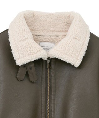 AMERICAN HOLIC ボアフェイクレザーブルゾン Dark Brown