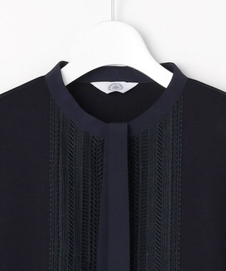 J.PRESS LADIES レースコンビ ボウタイ カットソー ネイビー系