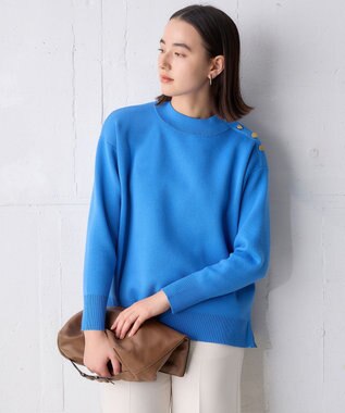 UNFILO 肩釦ハイネックニット ブルー