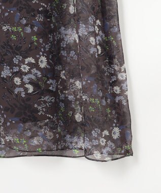 自由区 L 【カタログ掲載・洗える】ボタニカルフラワープリント ワンピース セピア系