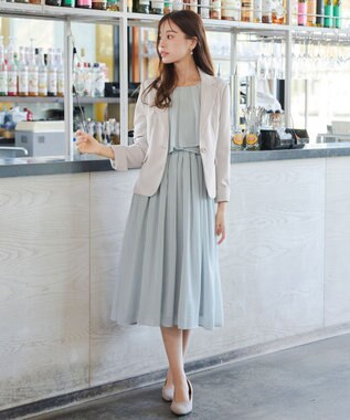 Tiaclasse L 【ダブルクロス・洗える】テーラードジャケット グレージュ