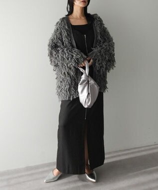 Green Parks フリンジニットカーディガン Gray