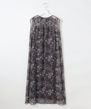 自由区 L 【カタログ掲載・洗える】ボタニカルフラワープリント ワンピース セピア系