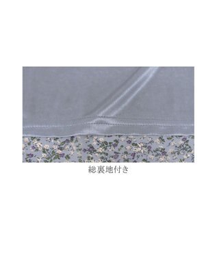 Tiaclasse L 【洗える】程良い透け感のシフォン花柄フレンチワンピース ブルーグレー